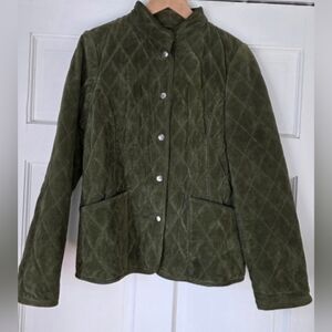 Charter Club Olive Green Quilted Snap-Front Jacket